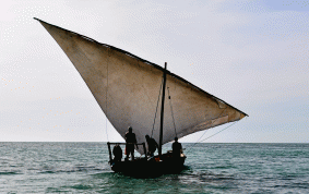 Fishermen sailing out